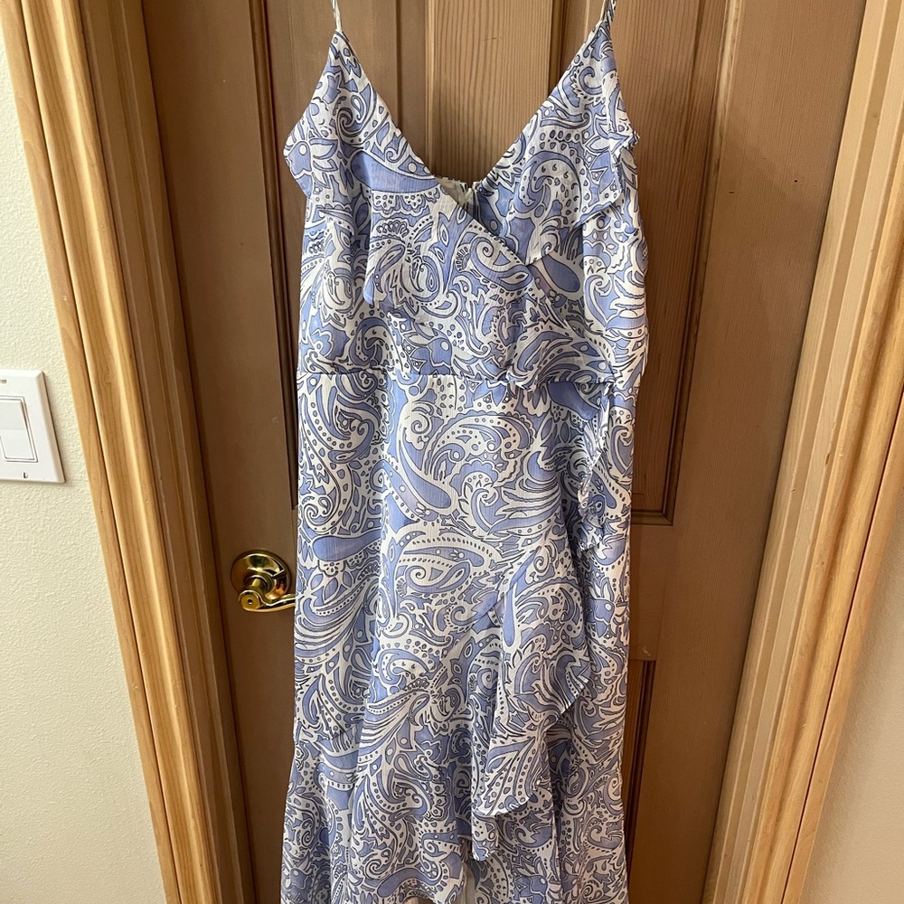 Express Light Blue Paisley Midi Dress